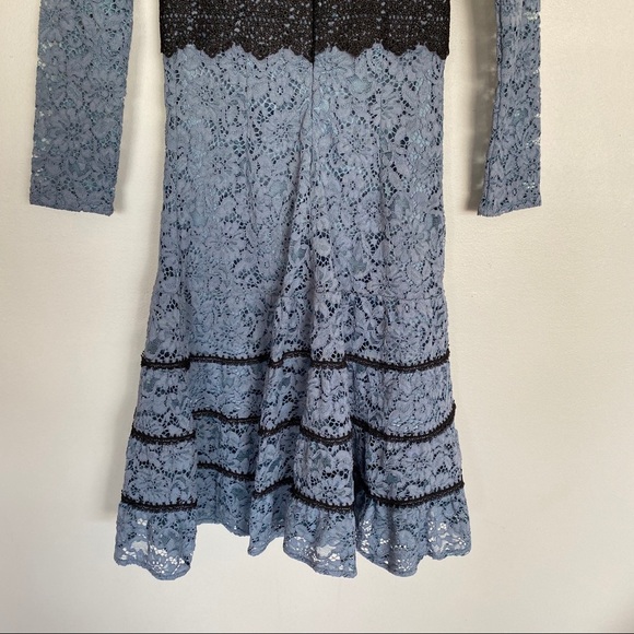 Metisu Blue Hollow Cutout Lace Swing Midi Dress Blue Sz Small - Picture 10 of 12